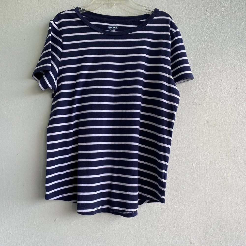 Old Navy Shirt Womens Medium White Blue Preppy Casual Ladies